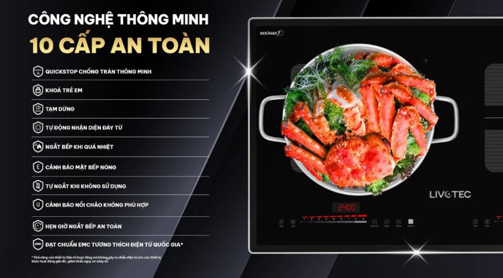 Bếp diện từ đôi Livotec LID-999M - Hàng chính hãng