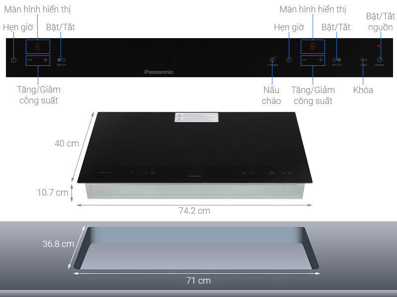 Bếp điện từ đôi Panasonic KY-A227EKRA - Hàng chính hãng