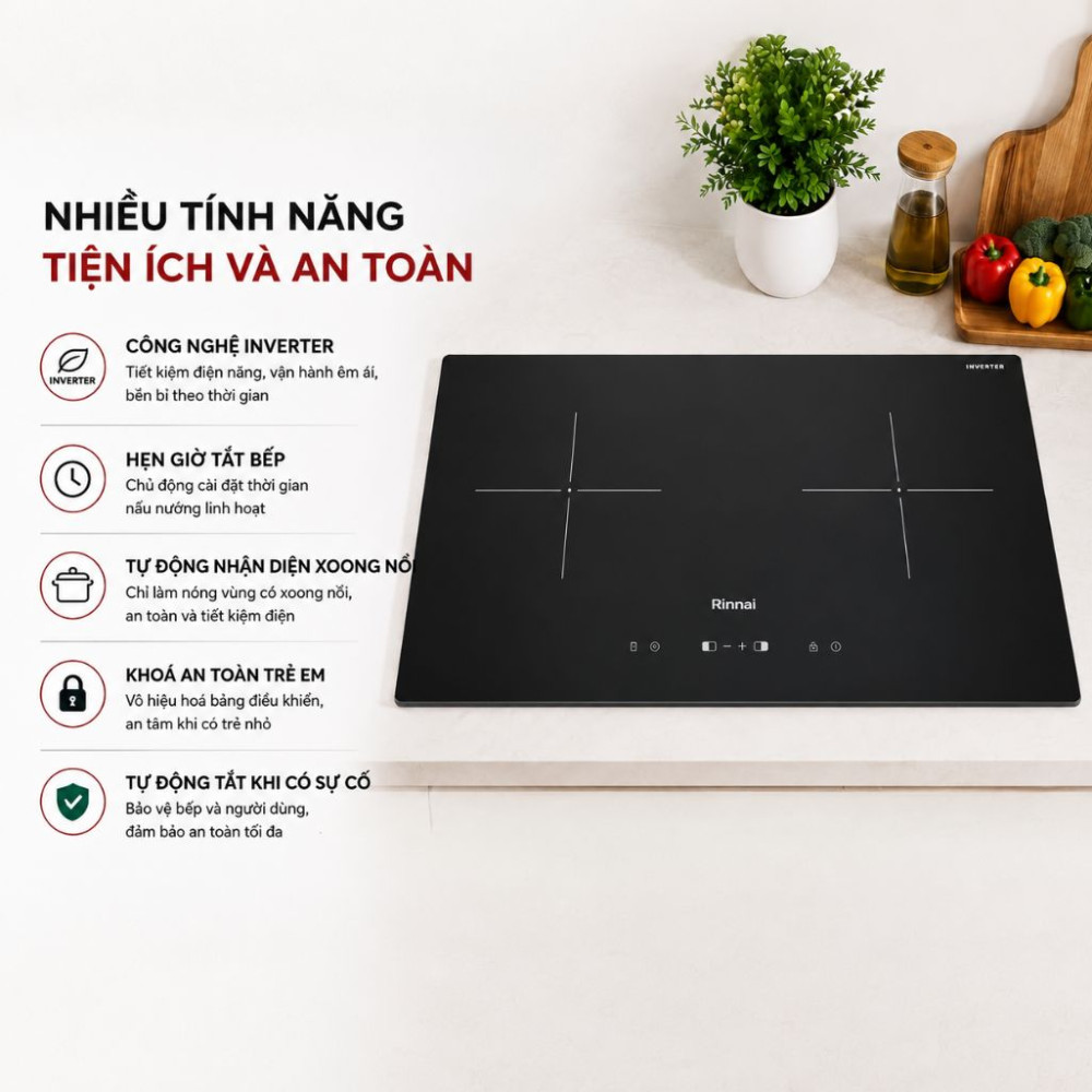 Bếp điện từ đôi Rinnai RVB-7332H-ZB - Hàng chính hãng