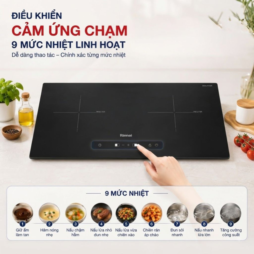 Bếp điện từ đôi Rinnai RVB-7312H-ZB - Hàng chính hãng