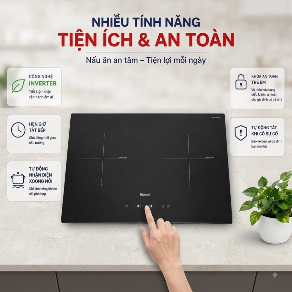 Bếp điện từ đôi Rinnai RVB-7312H-ZB - Hàng chính hãng