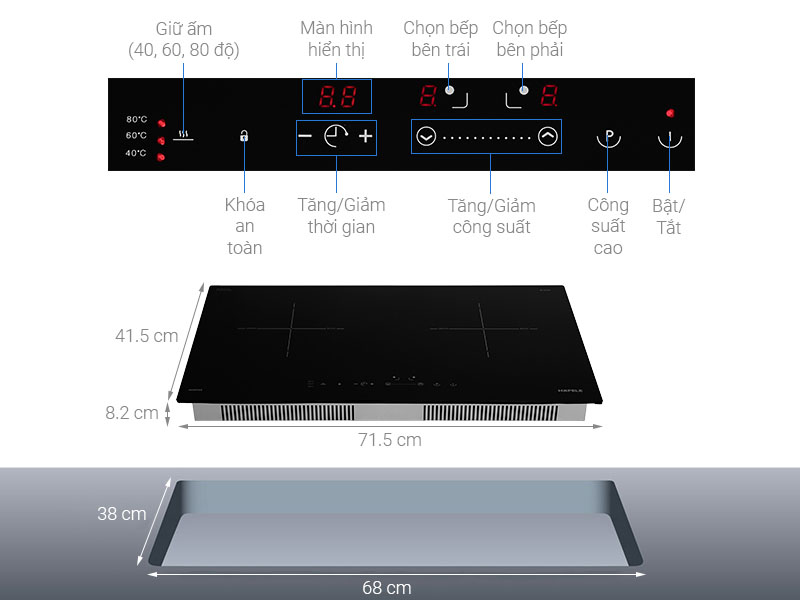 Bếp điện từ đôi Hafele HC-I2712A (536.61.716) - Hàng chính hãng