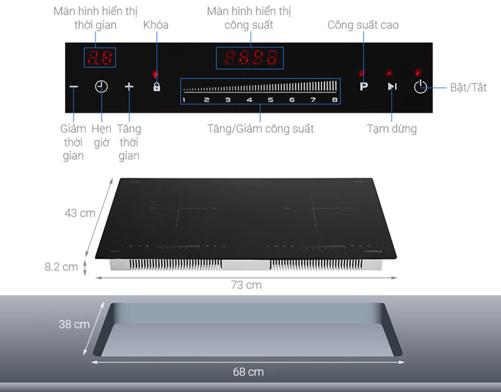 Bếp điện từ đôi Hafele HC-I2732A (536.61.726) - Hàng chính hãng
