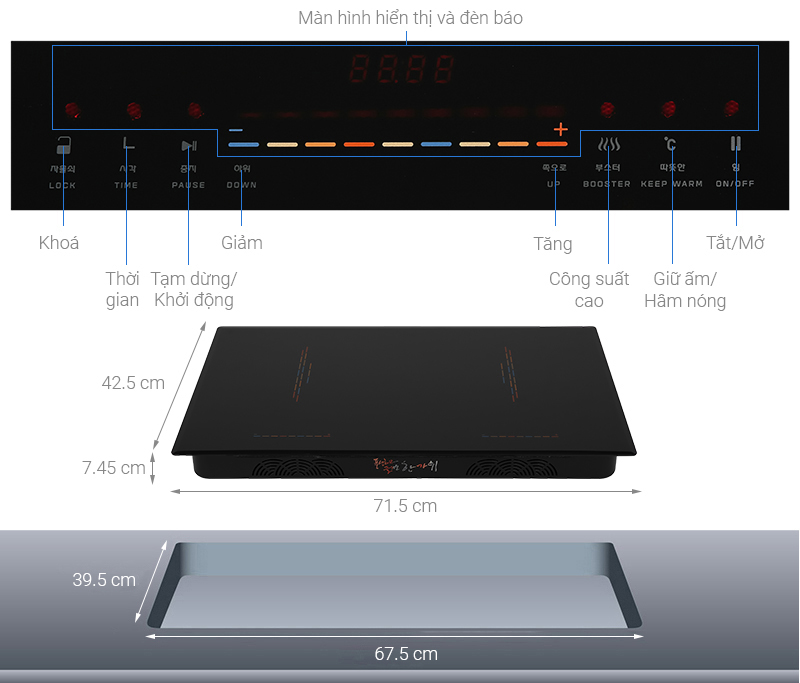 Bếp điện từ đôi Hawonkoo CEH-217-II - Hàng chính hãng