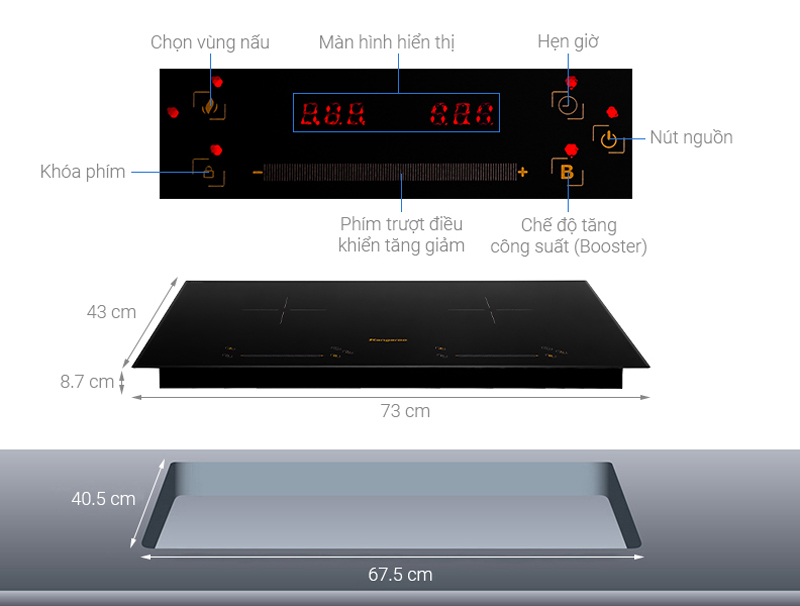 Bếp điện từ đôi Kangaroo KG856I  - Hàng chính hãng