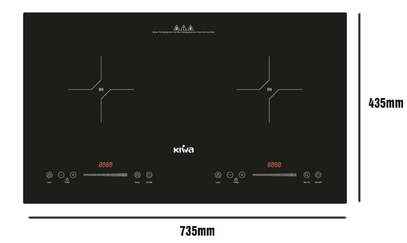 Bếp điện từ âm 2 vùng nấu Kiwa KI-251GB - Hàng chính hãng