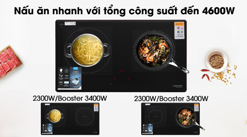 Bếp điện từ đôi Kocher DI801GE IPLUS - Hàng chính hãng