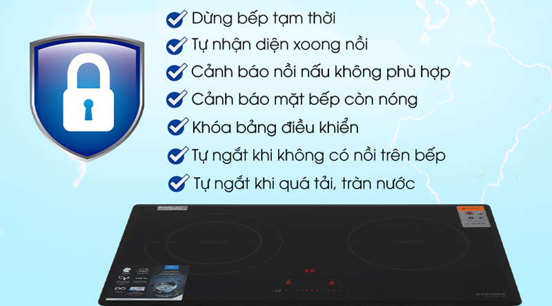 Bếp điện từ đôi Kocher DI801GE IPLUS - Hàng chính hãng