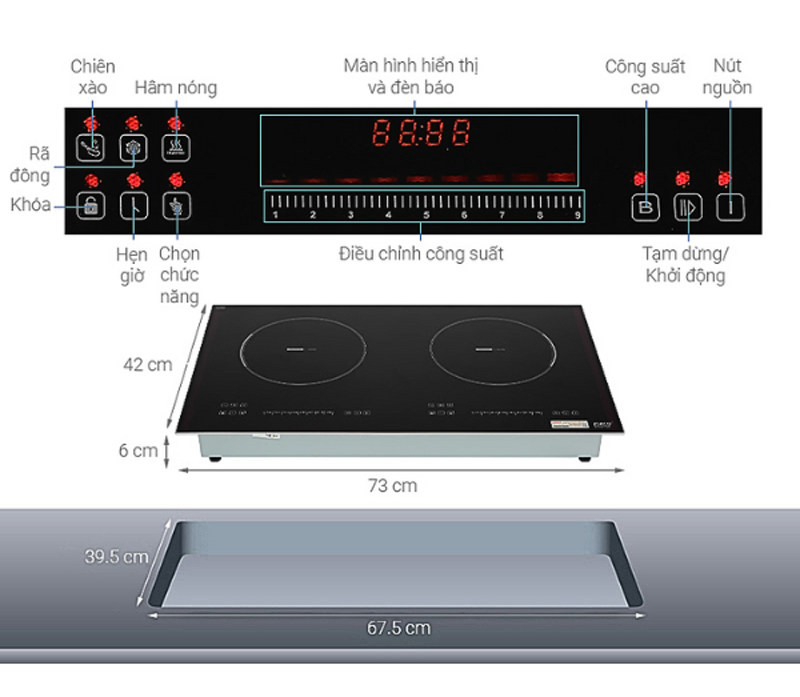 Bếp điện từ đôi Lorca TA-1007 PLUS - Hàng chính hãng