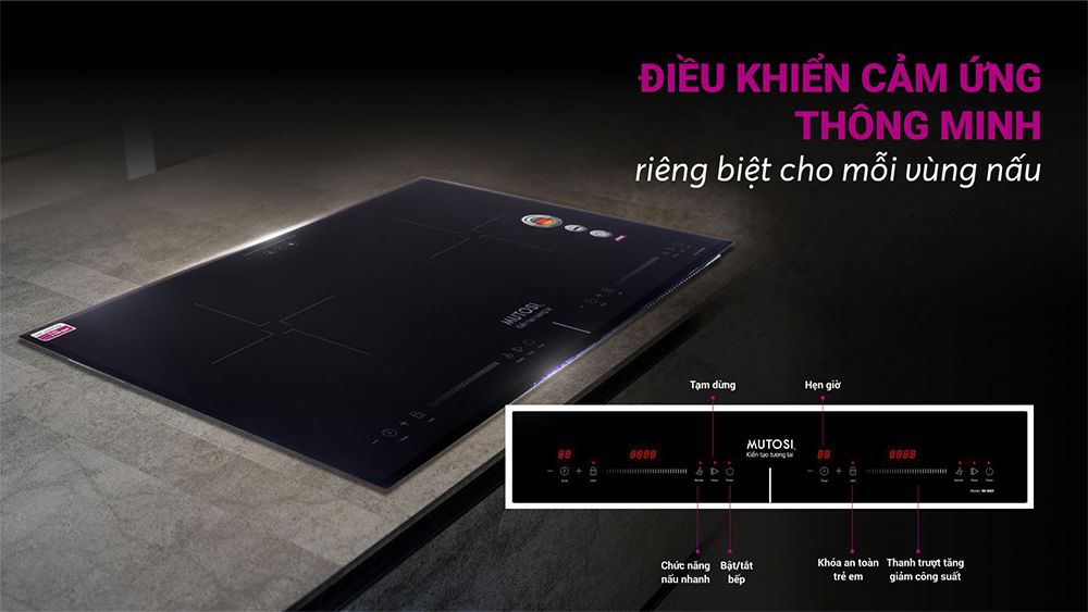 Bếp điện từ đôi Mutosi MI-86D - Hàng chính hãng