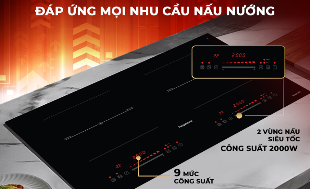 Bếp điện từ đôi Nagakawa NDI9194 - Hàng chính hãng