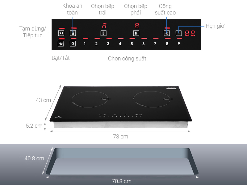 Bếp điện từ đôi Pramie PRTH-2201 - Hàng chính hãng