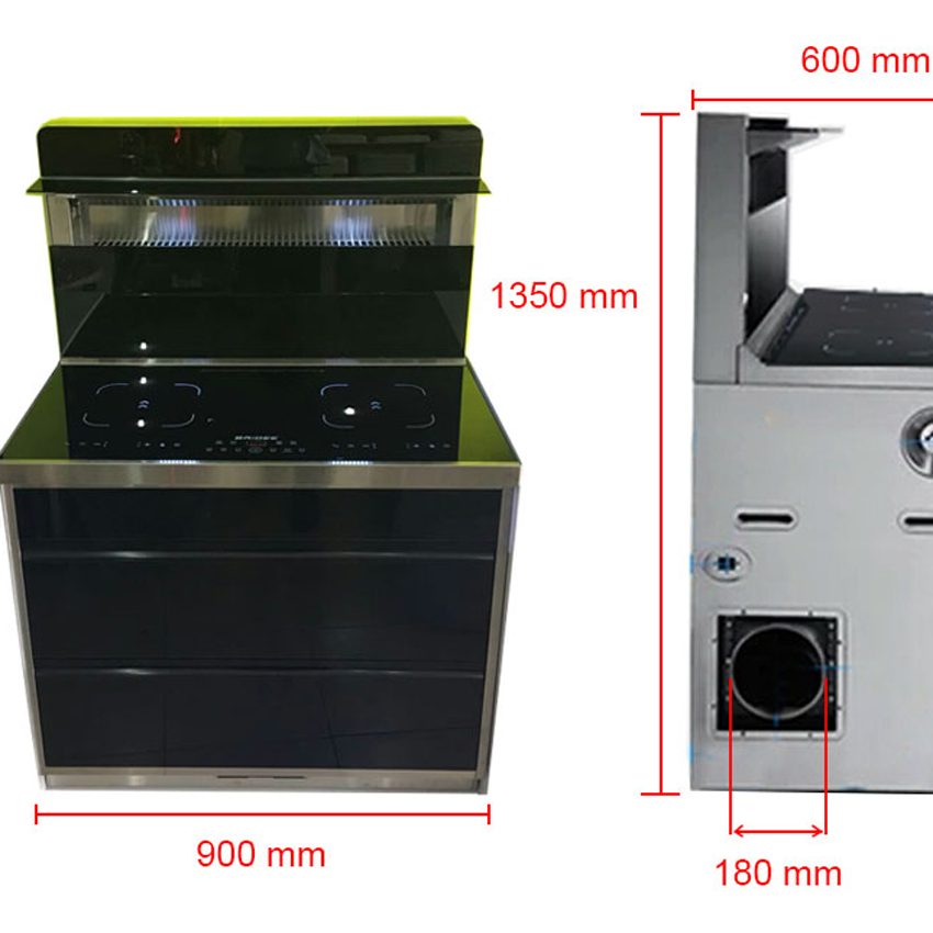 Bếp điện từ đôi tích hợp hút mùi Baidee DA12-900 - Hàng chính hãng