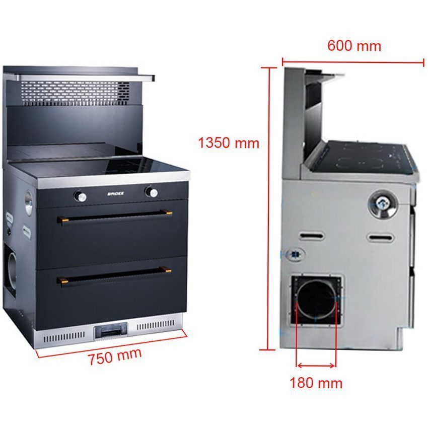 Bếp điện từ đôi tích hợp hút mùi Baidee F1-1 - Hàng chính hãng