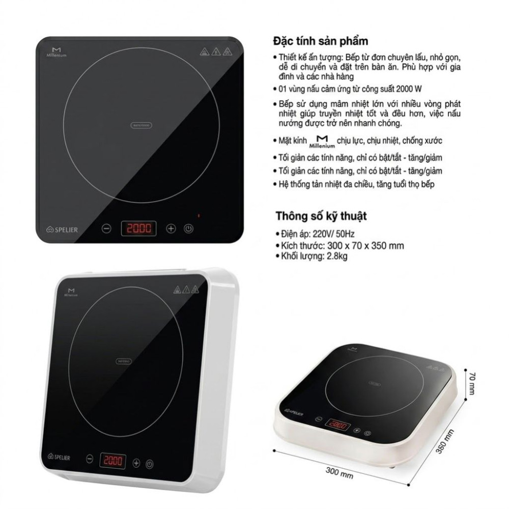 Bếp điện từ đơn Spelier SP-09T - Hàng chính hãng