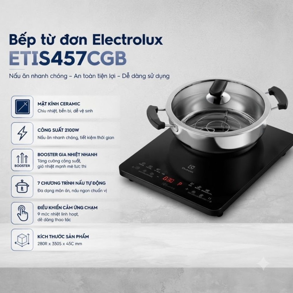 Bếp điện từ đơn Electrolux ETIS457CGB - Hàng chính hãng