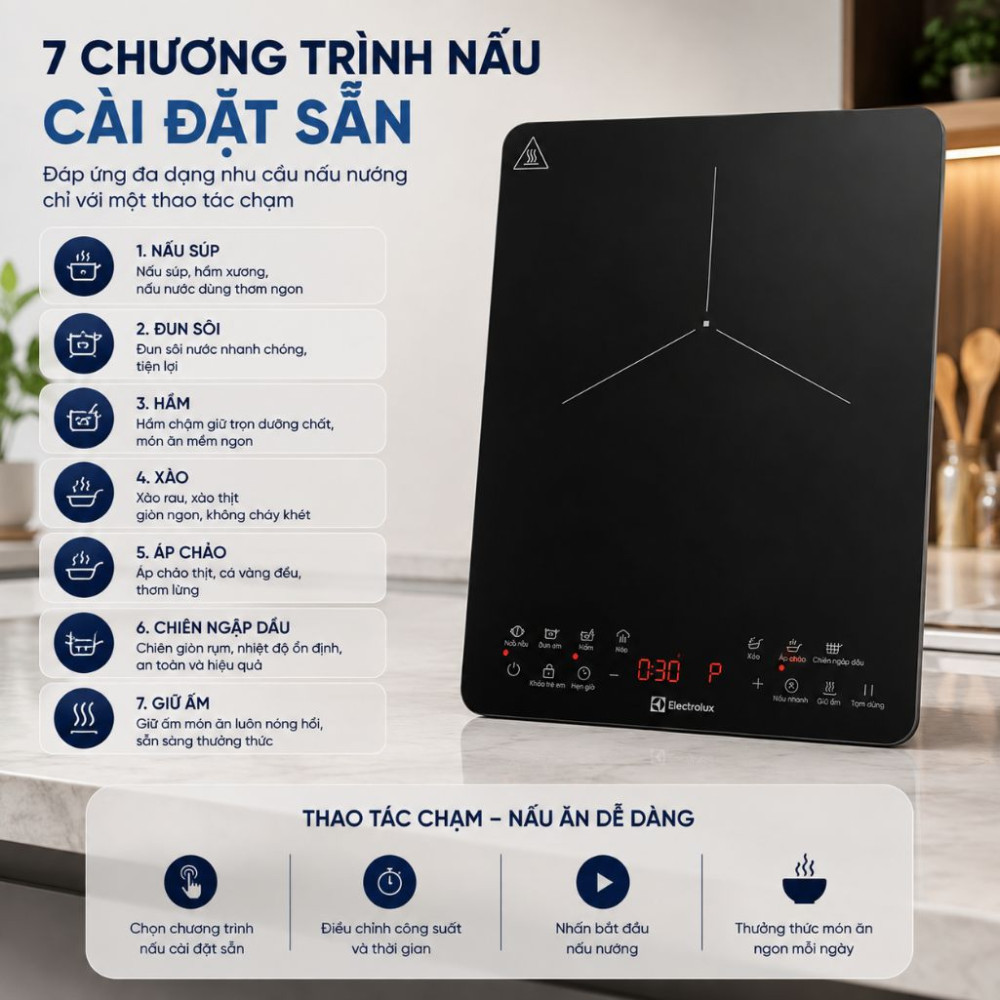 Bếp điện từ đơn Electrolux ETIS457CGB - Hàng chính hãng