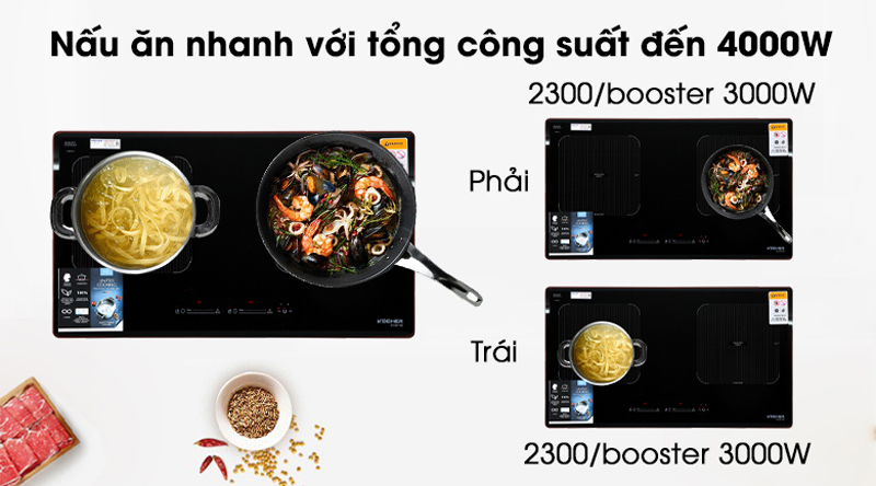 Bếp điện từ đôi Kocher DI-881GE  - Hàng chính hãng