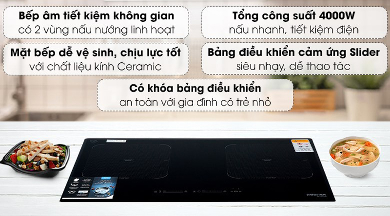 Bếp điện từ đôi Kocher DI-881GE  - Hàng chính hãng