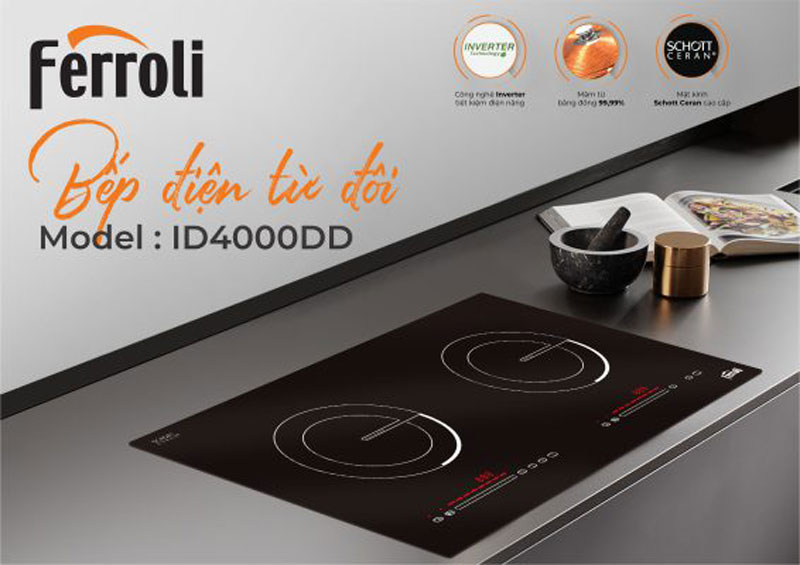 Bếp điện từ đôi Ferroli ID4000DD - Hàng chính hãng