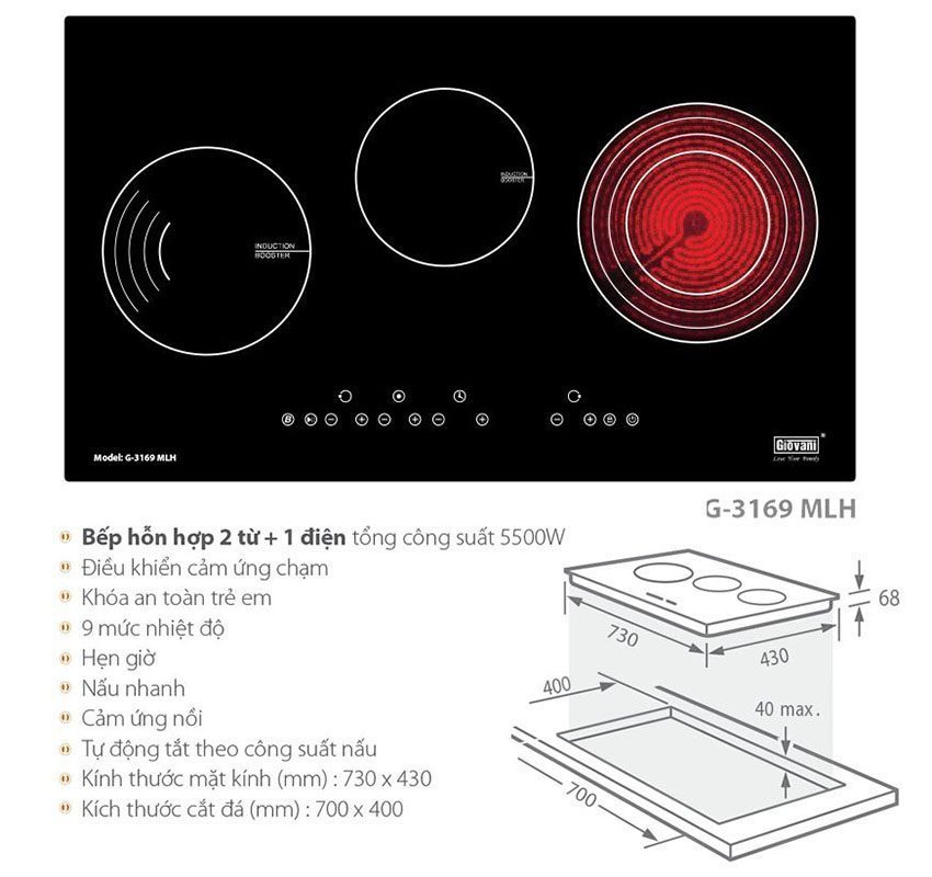 Bếp điện từ hồng ngoại Giovani G-3169 MLH - Hàng chính hãng