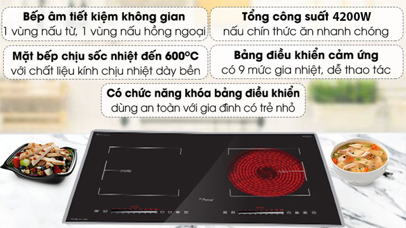 Bếp điện từ kết hợp hồng ngoại Canzy CZ-52IH - Hàng chính hãng