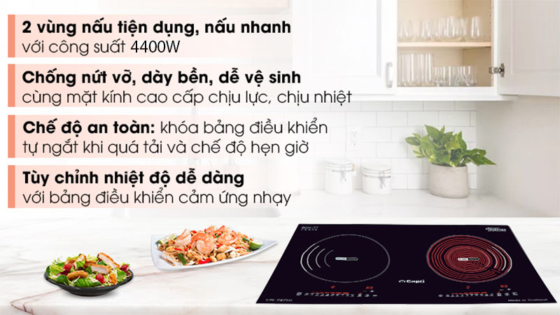 Bếp điện từ kết hợp hồng ngoại Capri CR-787HI - Hàng chính hãng