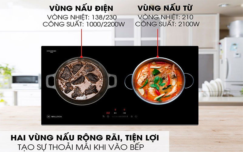 Bếp từ kết hợp hồng ngoại Malloca MH-732 IRN - Hàng chính hãng