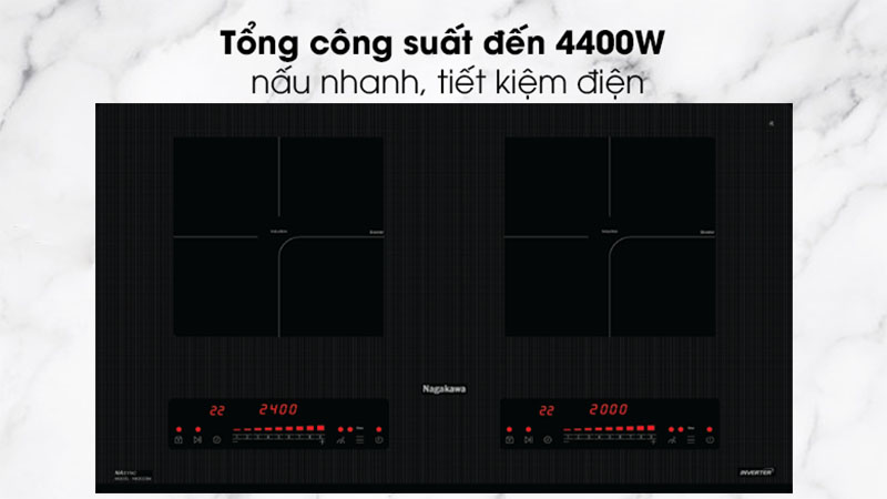 Bếp điện từ đôi Inverter Nagakawa NK2C03M - Hàng chính hãng