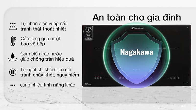 Bếp điện từ đôi Inverter Nagakawa NK2C05MB - Hàng chính hãng