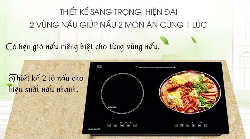 Bếp đôi điện từ hồng ngoại Giovani G-211ET - Hàng chính hãng