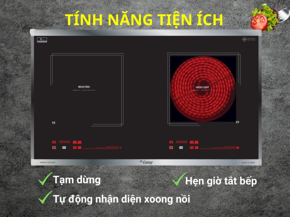 Bếp đôi hồng ngoại điện từ Canzy CZ-TL55DT - Hàng chính hãng