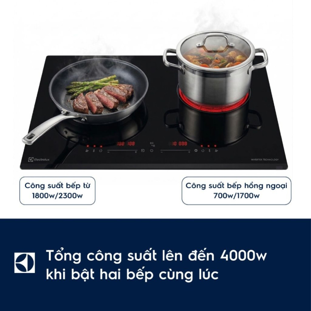 Bếp đôi hồng ngoại điện từ Electrolux ​EHM7254BF - Hàng chính hãng