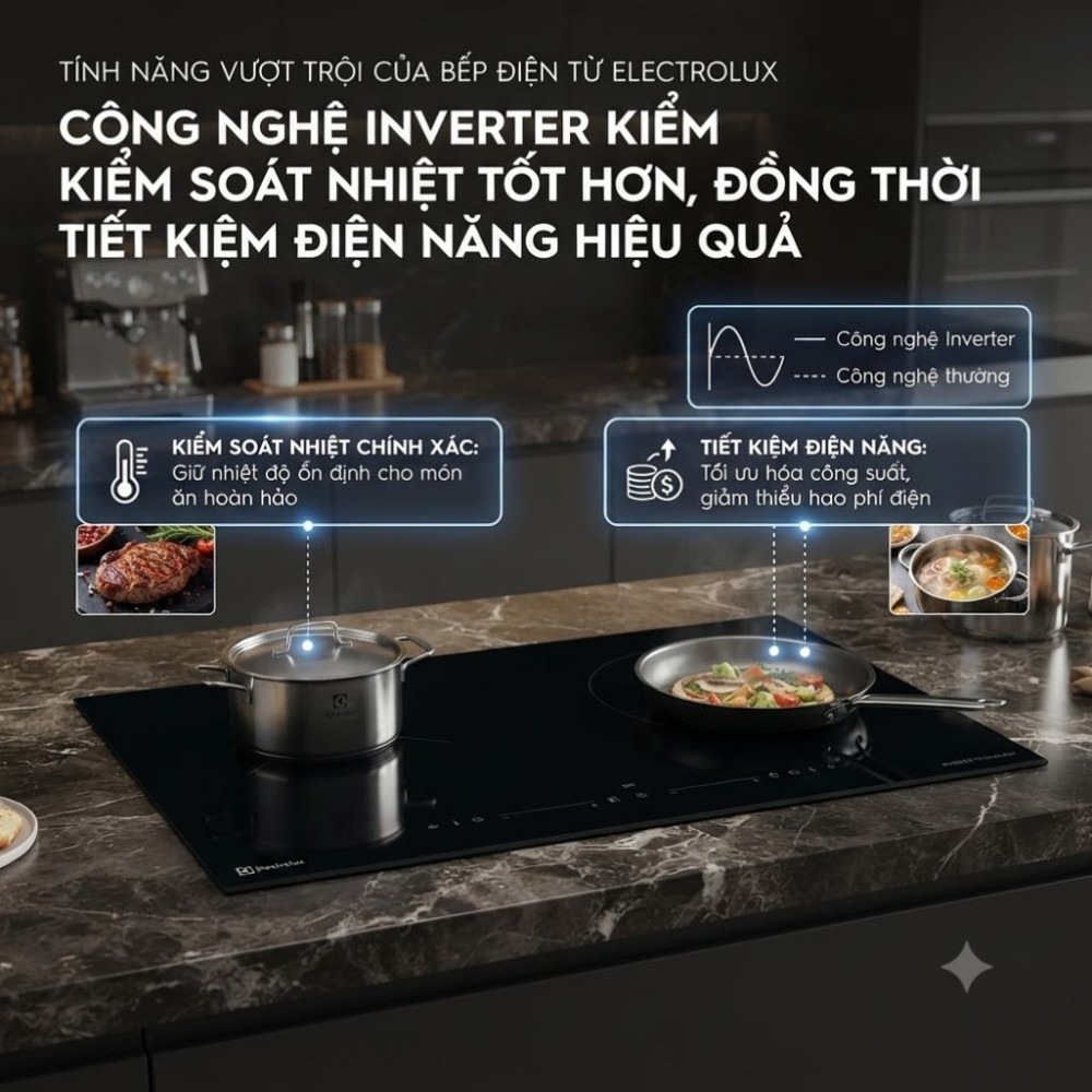 Bếp đôi hồng ngoại điện từ Electrolux ​EHM7254BF - Hàng chính hãng