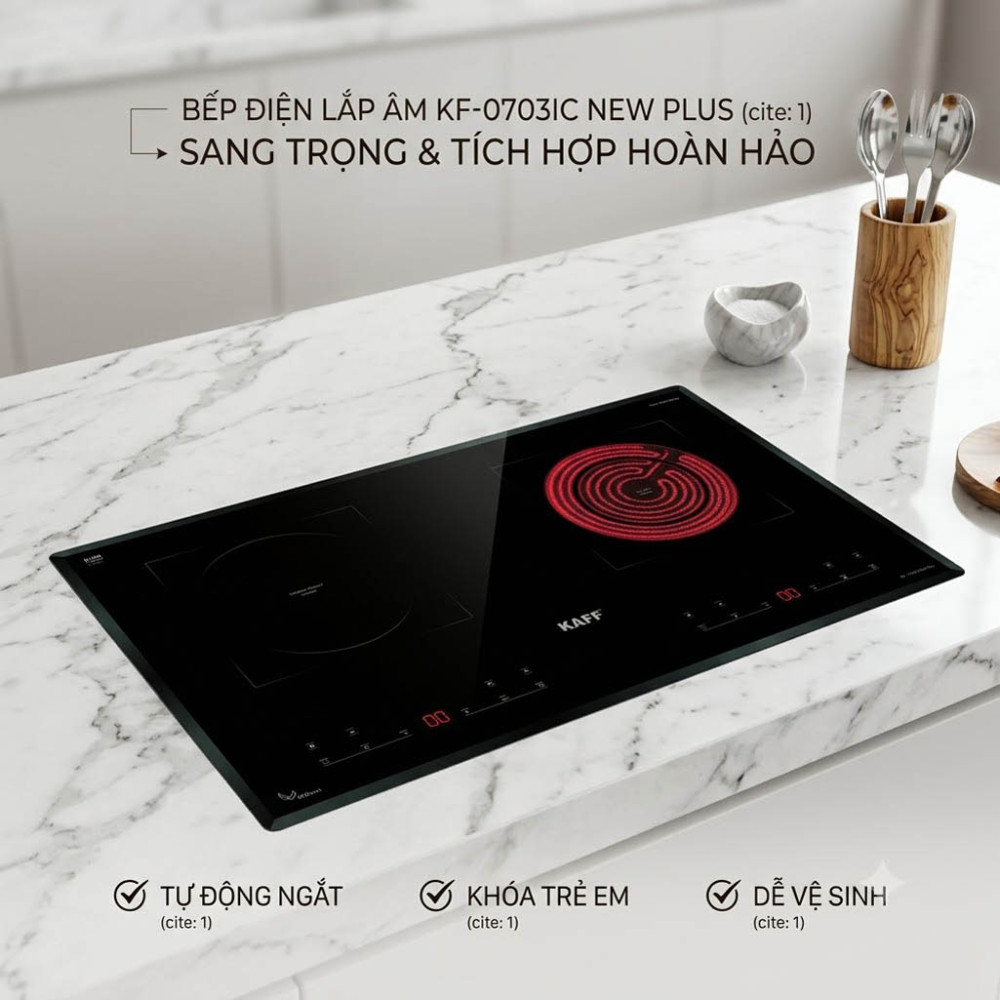Bếp đôi hồng ngoại điện từ Kaff KF-0703IC New Plus  - Hàng chính hãng
