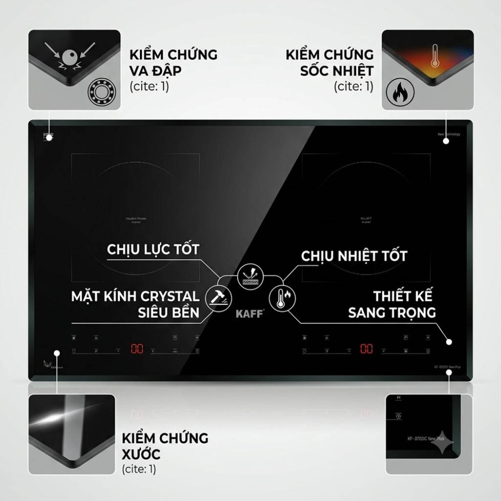 Bếp đôi hồng ngoại điện từ Kaff KF-0703IC New Plus  - Hàng chính hãng