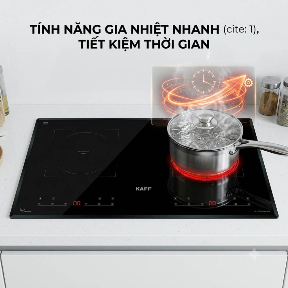 Bếp đôi hồng ngoại điện từ Kaff KF-0703IC New Plus  - Hàng chính hãng
