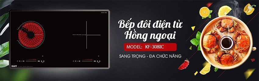 Bếp đôi hồng ngoại điện từ Kaff KF-308IC - Hàng chính hãng