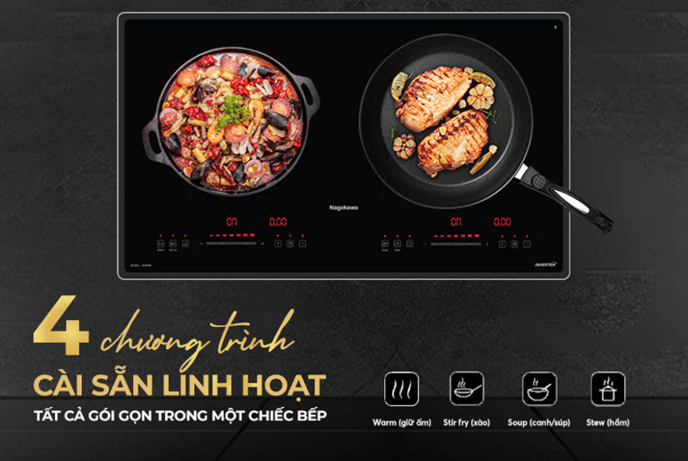 Bếp đôi hồng ngoại điện từ Nagakawa NII8996 - Hàng chính hãng