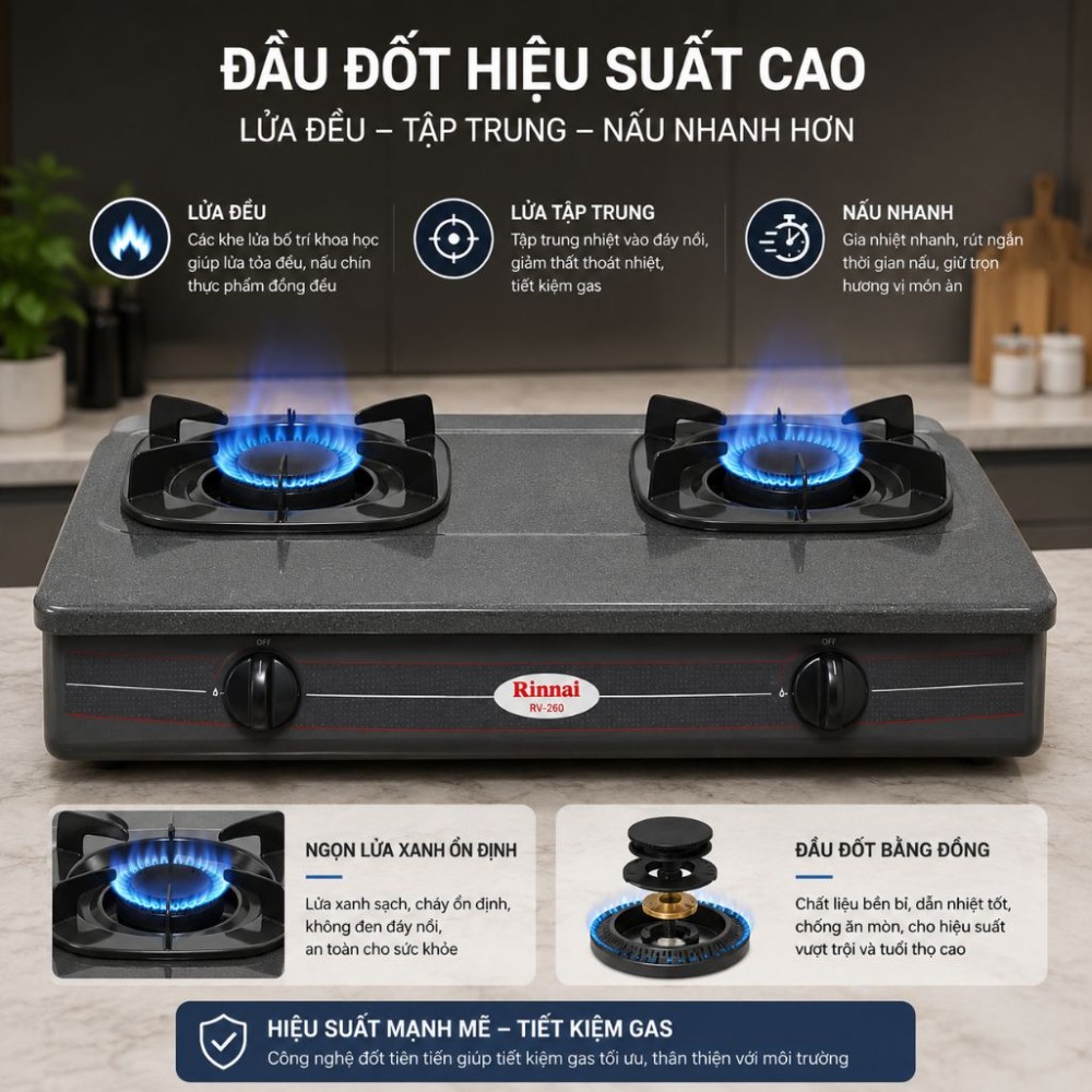 Bếp gas dương Rinnai RV-360GM(N)  - Hàng chính hãng
