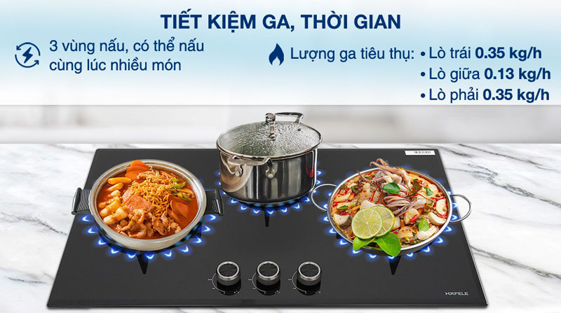Bếp gas 3 vùng nấu Hafele HC-G783B 538.66.477 - Hàng chính hãng