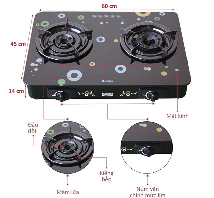 Bếp gas Rinnai RV-615Slim(GL-Bubble) - Hàng chính hãng