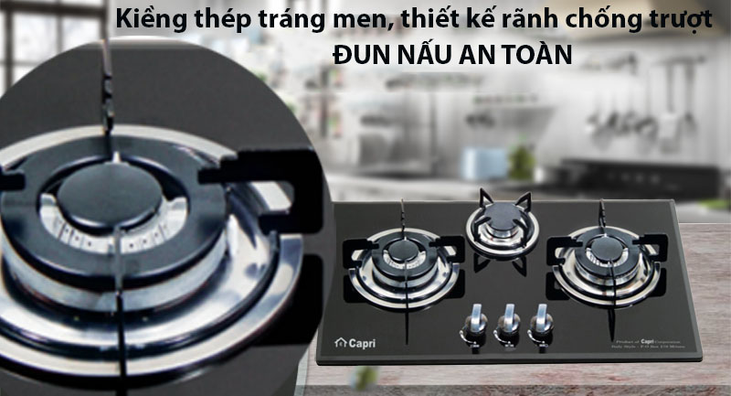 Bếp gas âm kính 3 lò Capri CR-308KT - Hàng chính hãng