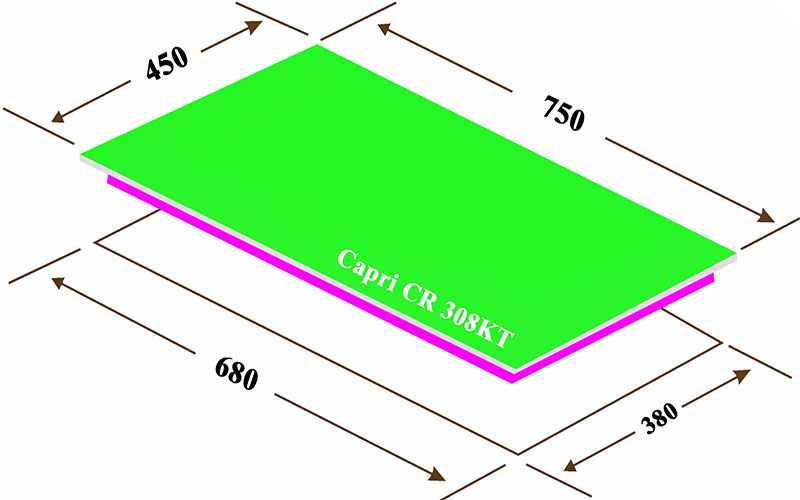 Bếp gas âm kính 3 lò Capri CR-308KT - Hàng chính hãng