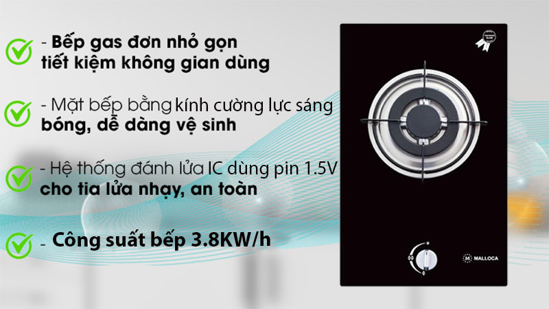 Bếp gas âm Domino Malloca DG-01 - Hàng chính hãng
