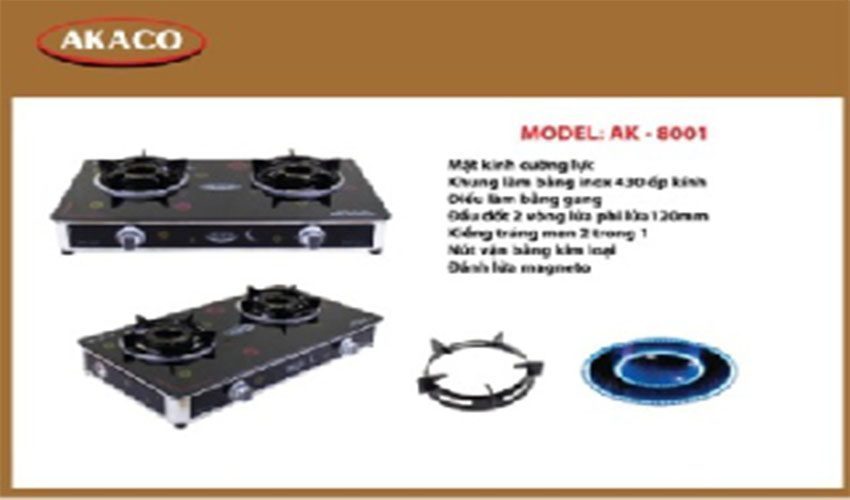 Bếp gas đôi Akaco AK-8001 - Hàng chính hãng