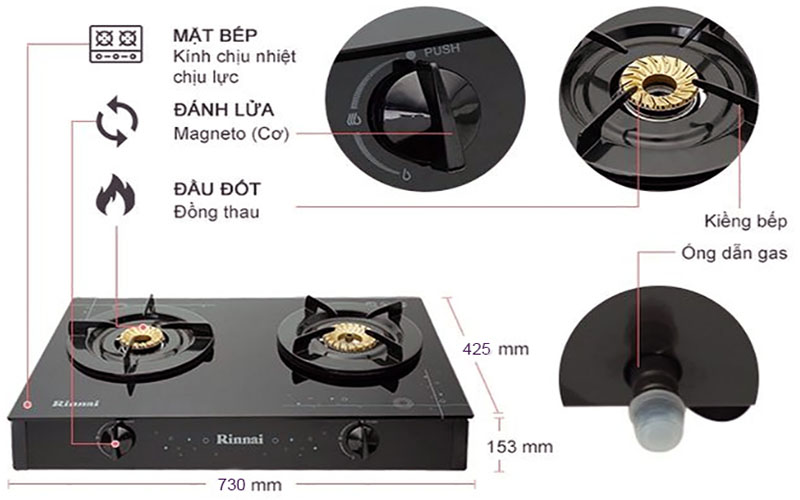 Bếp gas đôi Rinnai RV-7DOUBLE GLASS (SP) - Hàng chính hãng