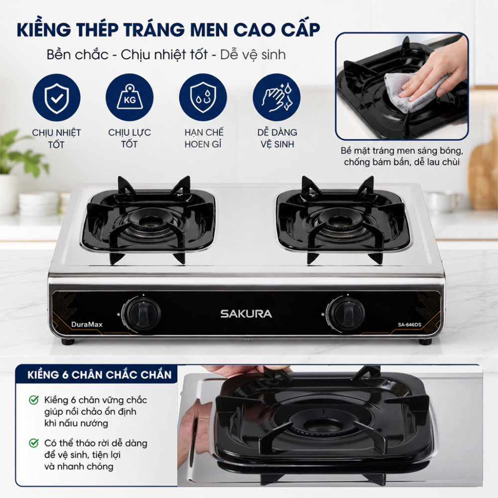 Bếp gas đôi Sakura SA-646DS - Hàng chính hãng