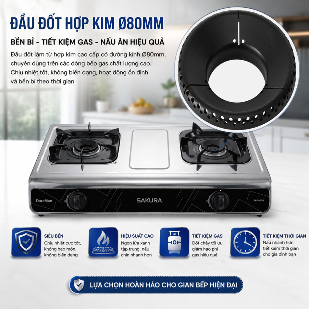 Bếp gas đôi Sakura SA-746DS - Hàng chính hãng