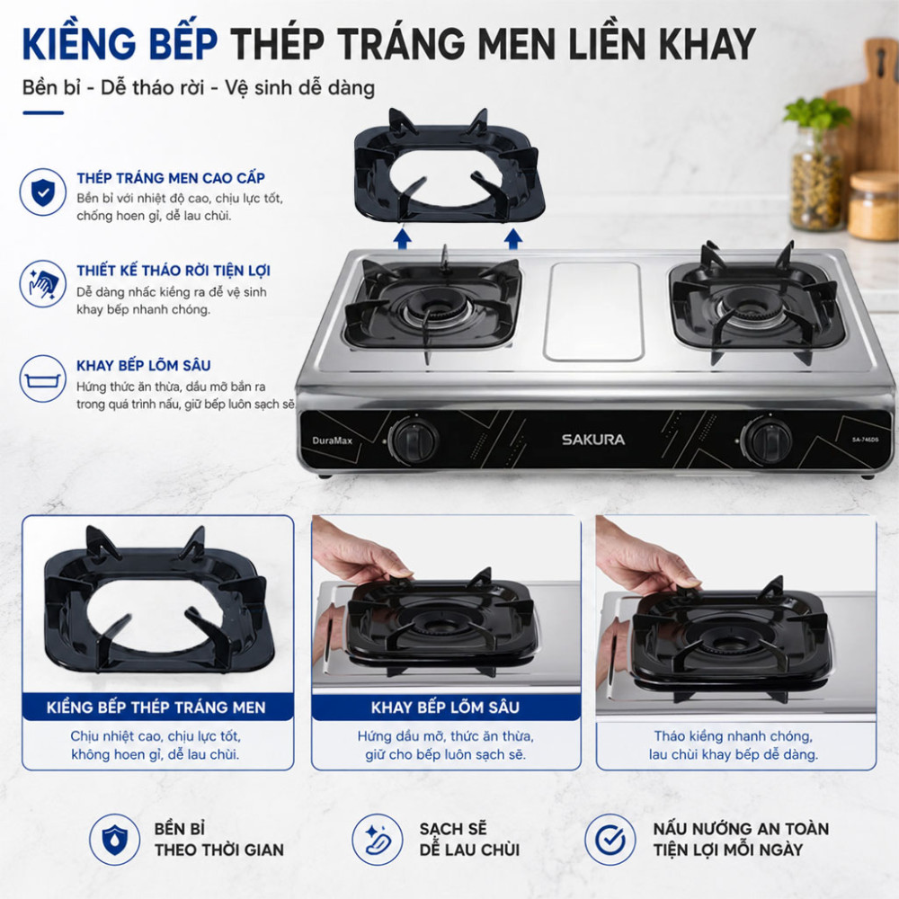 Bếp gas đôi Sakura SA-746DS - Hàng chính hãng